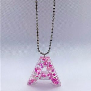Resin initial necklace or keychain NEW